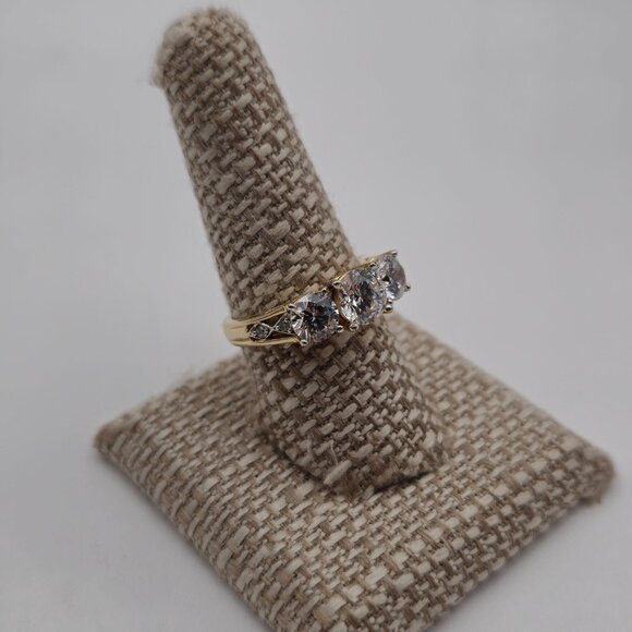 Size 8.75 Gold Over Sterling Silver Quality Cubic Zirconia Gems Ring A3222 - Picture 3 of 9